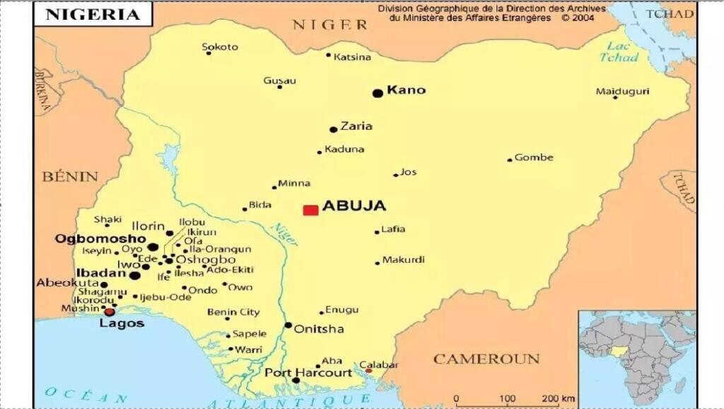 RFI Data / Afrique - Nigéria : une carte de la direction des archives du ministère des Affaires étrangères.