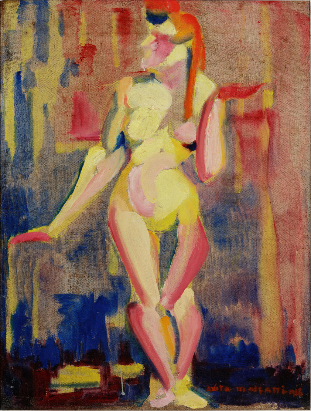 Anita Malfatti primeiro nu cubista ou O pequeno nu, 1916
Oil on canvas 51 × 39,5 cm
Collection of Luciana e Luis
Antonio de Almeida Braga