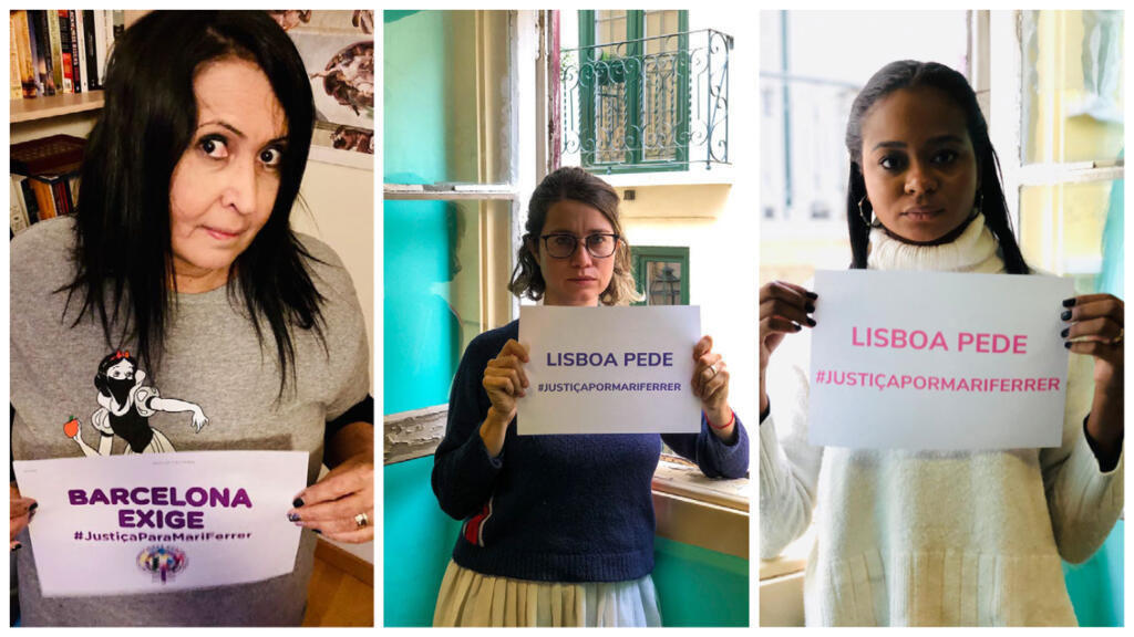 Campanha de apoio à Mari Ferrer. Da esquerda para direita: Patrícia Cassemiro, Cyntia de Paula e Ana Paula Costa.