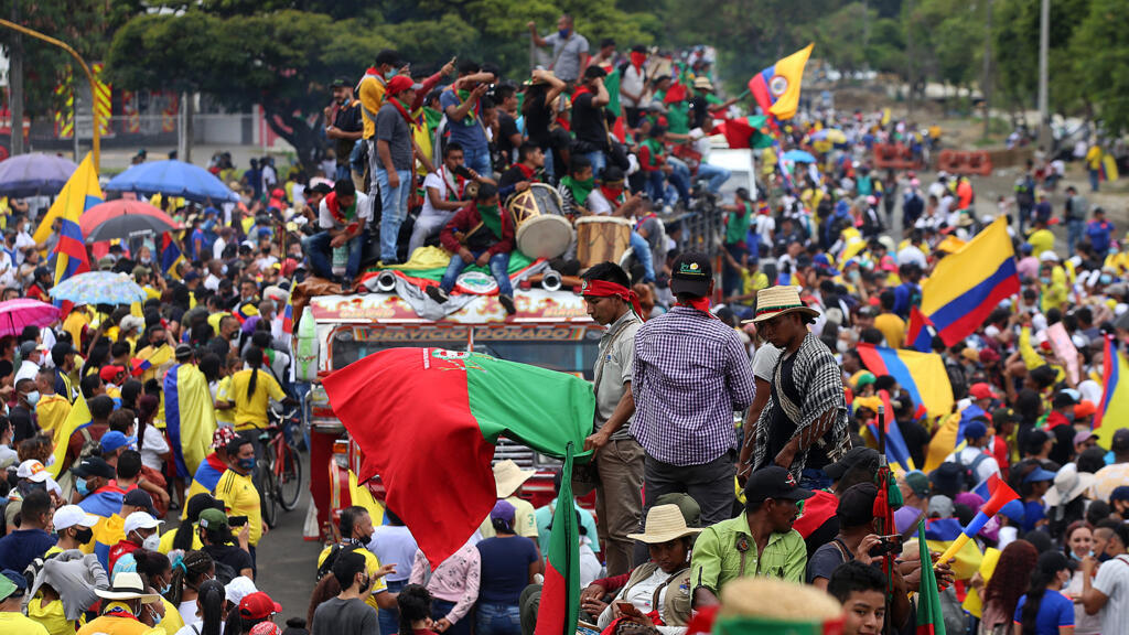 Les minga indigènes quittent la ville colombienne de Cali et retournent dans le département voisin de Cauca après avoir participé aux manifestations contre le gouvernement du président colombien Ivan Duque, le 12 mai 2021. (Image d'illustration)