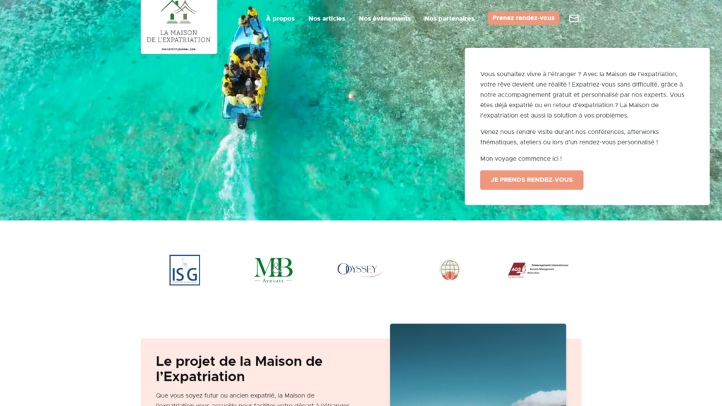 La Page d'accueil de la Maison des expatriés.
