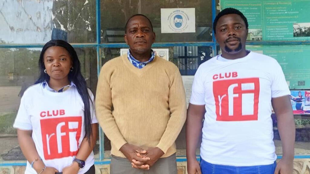 Hope Yafunga, présidente du Club RFI Kisangani, Jean Fundi, journaliste environnement, Gaston Mukendi chargé de communication du Club RFI Kisangani.