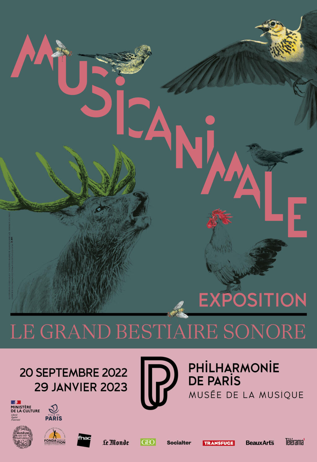 Affiche de l’exposition « MUSICANIMALE, le Grand Bestiaire » sonore