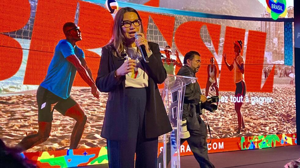 A primeira-dama, Janja Lula da Silva, em lançamento na Casa Brasil, em Paris, em 27 de julho de 2024.