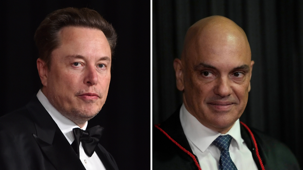 Bilionário Elon Musk já fez diversas publicações no X direcionadas ao ministro do STF Alexandre de Moraes. 