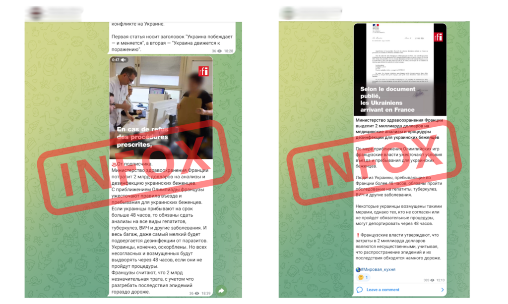 Les mêmes chaînes Telegram diffusent presque quotidiennement des faux reportages.