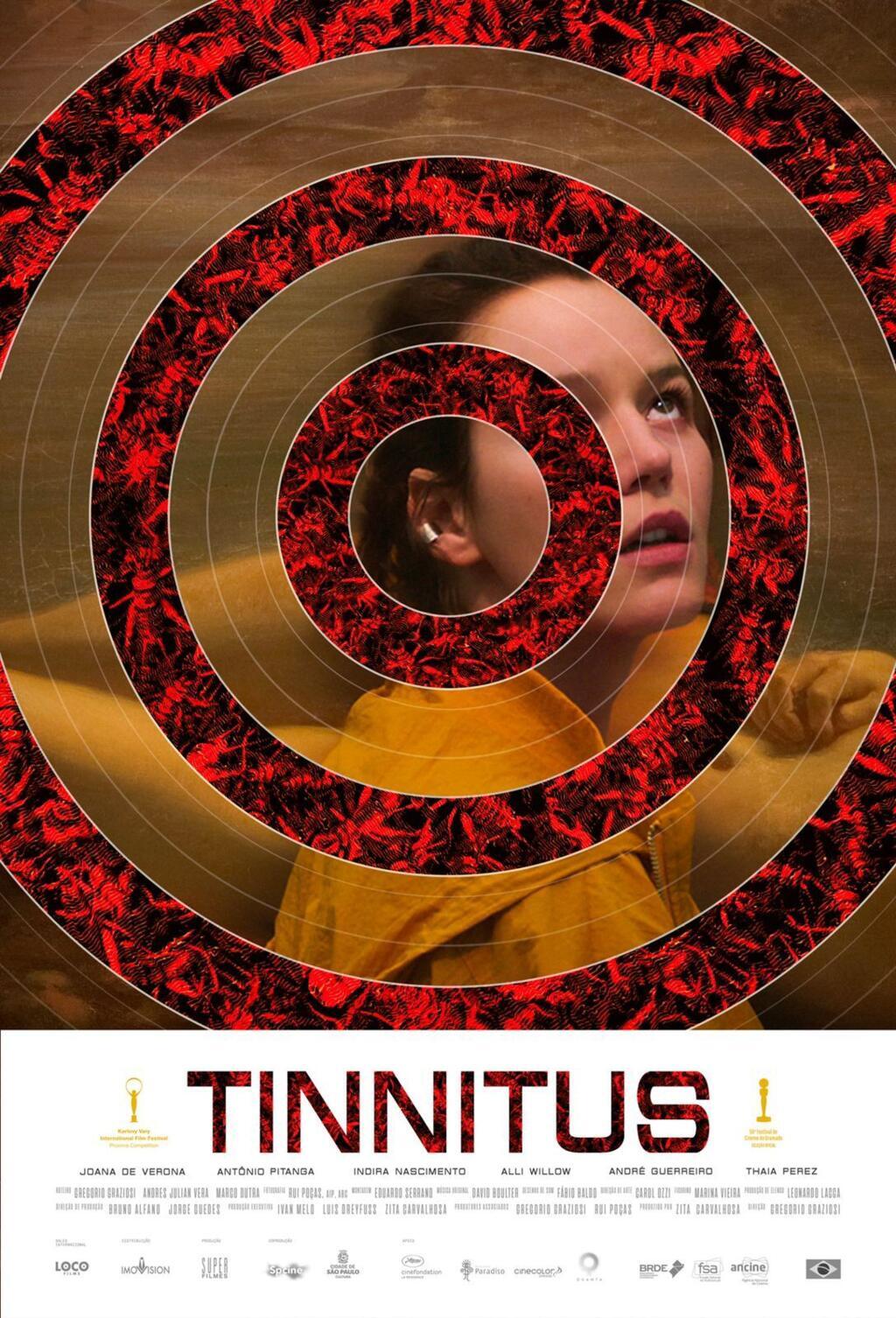 Cartaz do filme Tinnitus, em exibição no Festival de Cinema Latino-Americano de Biarritz, no sudoeste da França. 