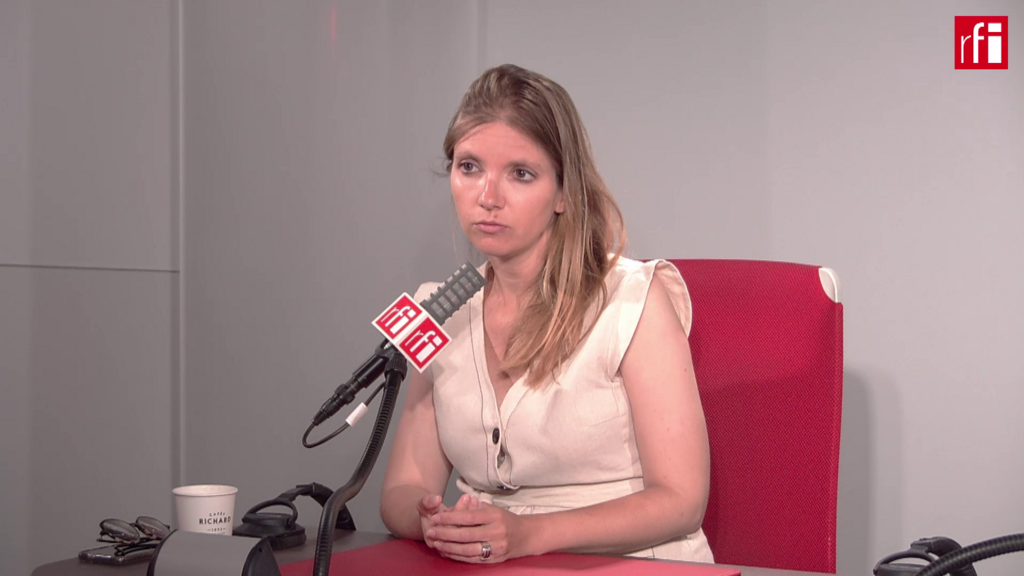 Aurore Bergé, députée LaREM des Yvelines, dans le studio de RFI, le 16 juin 2022.