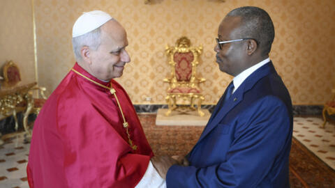 O Papa Leão XIV recebe o Presidente da Guiné-Bissau, Umaro Sissoco Embaló, no Vaticano, 29 de Setembro de 2025.