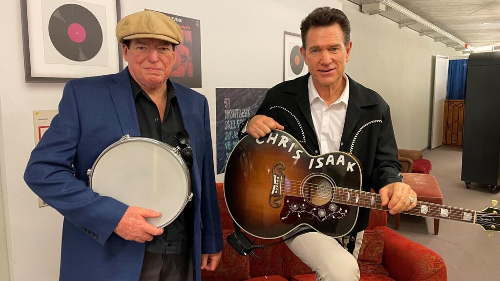 Kenny Dale Johnson et Chris Isaak dans les coulisses du Montreux Jazz Festival.