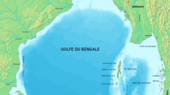 Bản đồ Vịnh Bengale, trong đó quần đảo Coco chỉ là những chấm rất nhỏ ở phía bắc quần đảo Andaman.