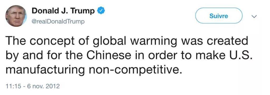 Donald Trump n'a cessé de s'attaquer au réchauffement climatique lorsqu'il était président des États-Unis.