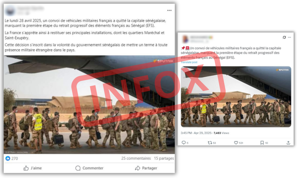 Cette photo sortie de son contexte circule sur X, Facebook et Instagram.