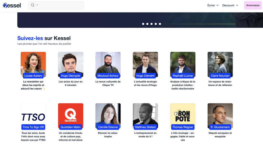Kessel est une plateforme pour publier, lire, et partager des textes, gratuitement ou en abonnement. (Capture d'écran)