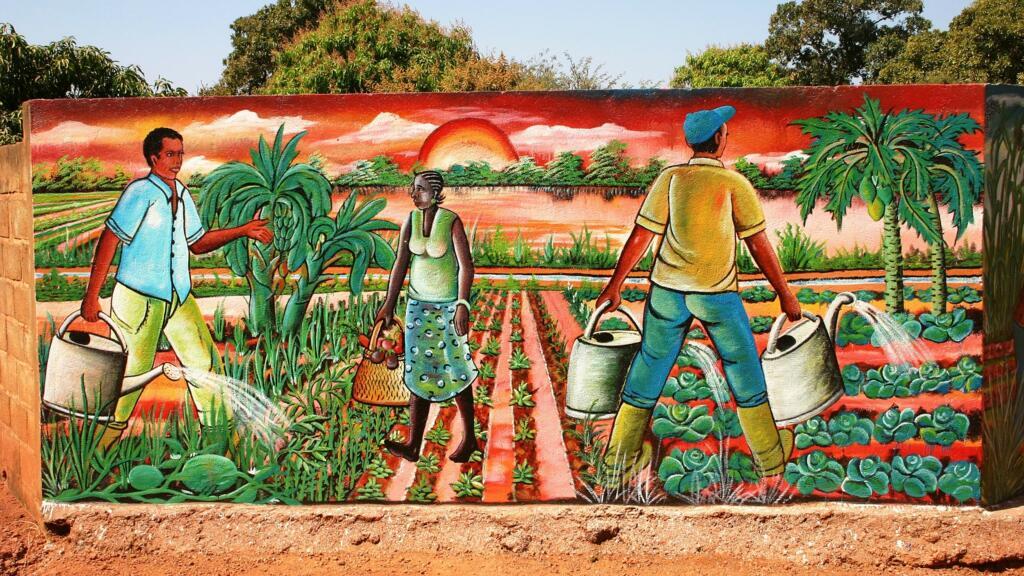 Agriculture Afrique : Peinture murale au Burkina Faso.