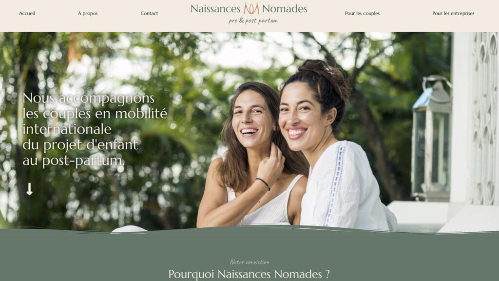 Capture d'écran du site «Naissances Nomades».
