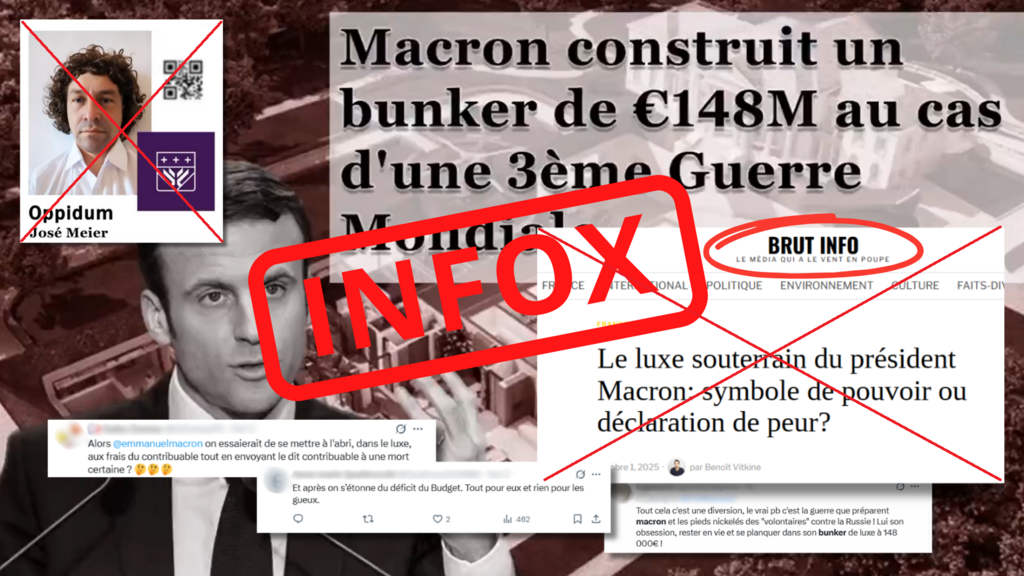 Non, Emmanuel Macron n'a pas cherché à se faire construire un luxueux bunker pour y trouver refuge.